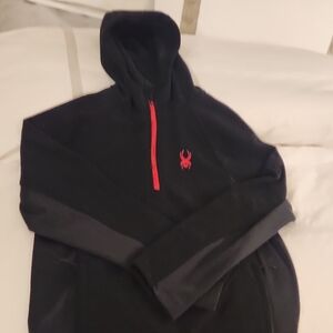 Spyder Men's Black Zip-Up Sweater with Red Details
